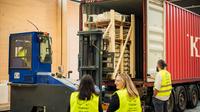 The first containers with the wooden structure of the Czech National Pavilion for EXPO 2025 in Osaka ceremoniously departed from Veřovice in the Novojičínsko district of the Moravian-Silesian Region, ©Office of Czech Commissioner General, Dominik Kučera